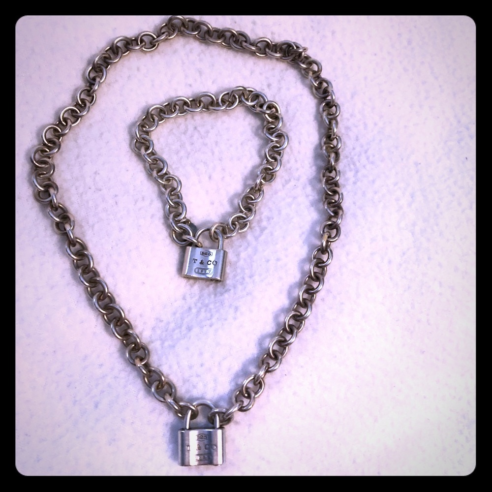 Tiffany&Co locket chain necklace+matching bracelet